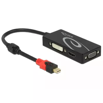 Delock 62855 Προσαρμογέας Mini DisplayPort 1.2 σε VGA / HDMI / DVI, 4K, παθητικός, μαύρος