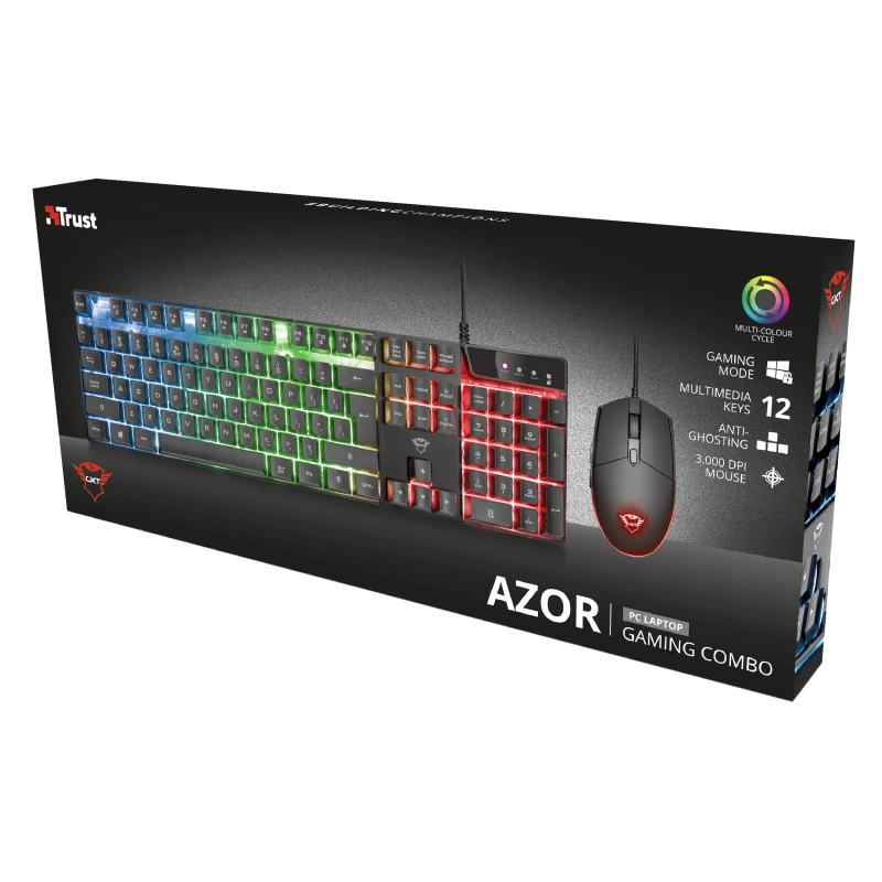 Trust GXT 838 Azor Πληκτρολόγιο και ποντίκι Gaming USB γερμανικό μαύρο