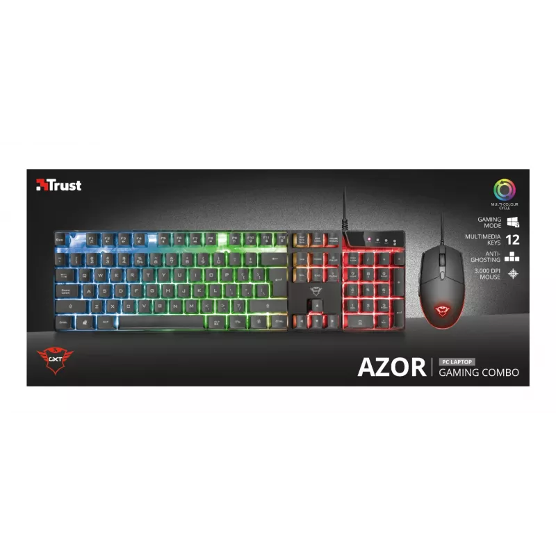 Trust GXT 838 Azor Πληκτρολόγιο και ποντίκι Gaming USB γερμανικό μαύρο