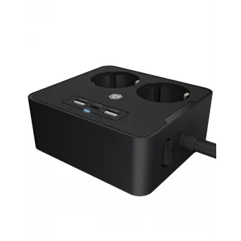 ICY BOX IB-MPS2220B-CH Προέκταση ρεύματος 1,9 m 2 πρίζες AC εσωτερικού χώρου μαύρη