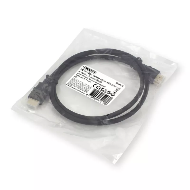 Ewent EC3902 Καλώδιο HDMI 2 m HDMI Type-A (Standard) Μαύρο