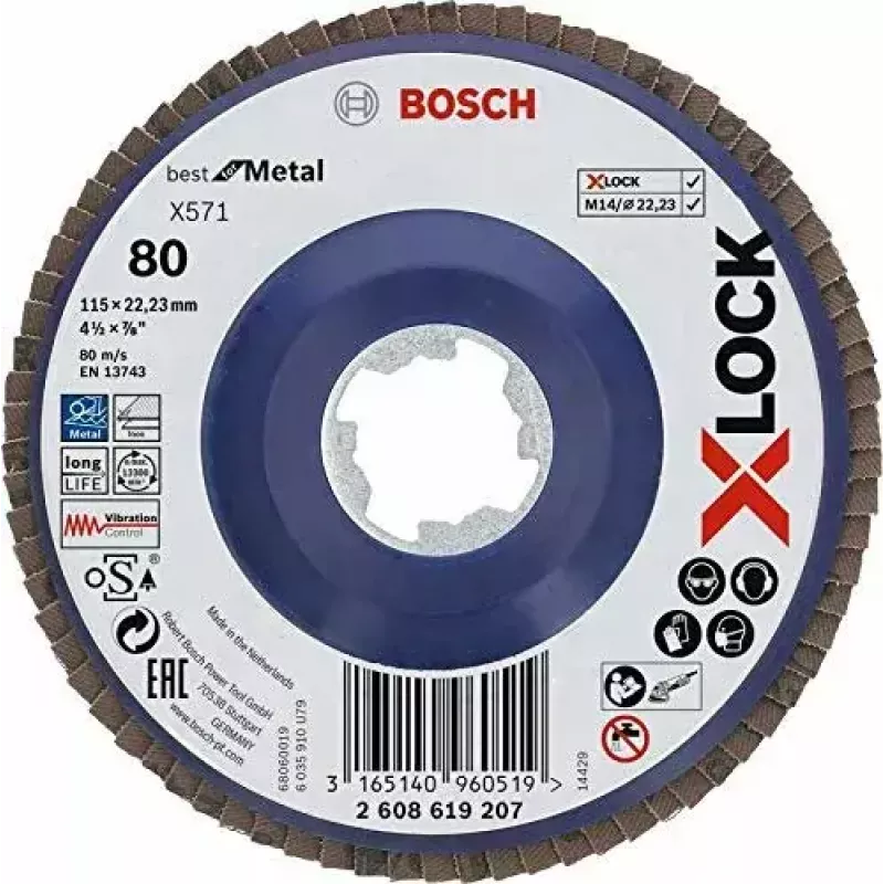 Δίσκος λείανσης Bosch 115 mm, κόκκωση 80, μοντέλο 2608619207