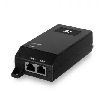 ACT Gigabit PoE+ (30W) Injector, Gigabit Ethernet, 10,100,1000 Mbit/s, IEEE 802.3, IEEE 802.3ab, IEEE 802.3af, IEEE 802.3at, IEEE 802.3u, Μαύρο, 30 V, 100 - 240 V