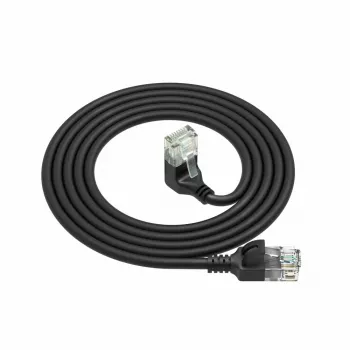 ACT Μαύρο καλώδιο patch U/UTP CAT6A LSZH Slimline 0,25 μέτρα με βύσματα RJ45 90° γωνιακά προς τα κάτω σε ίσιο