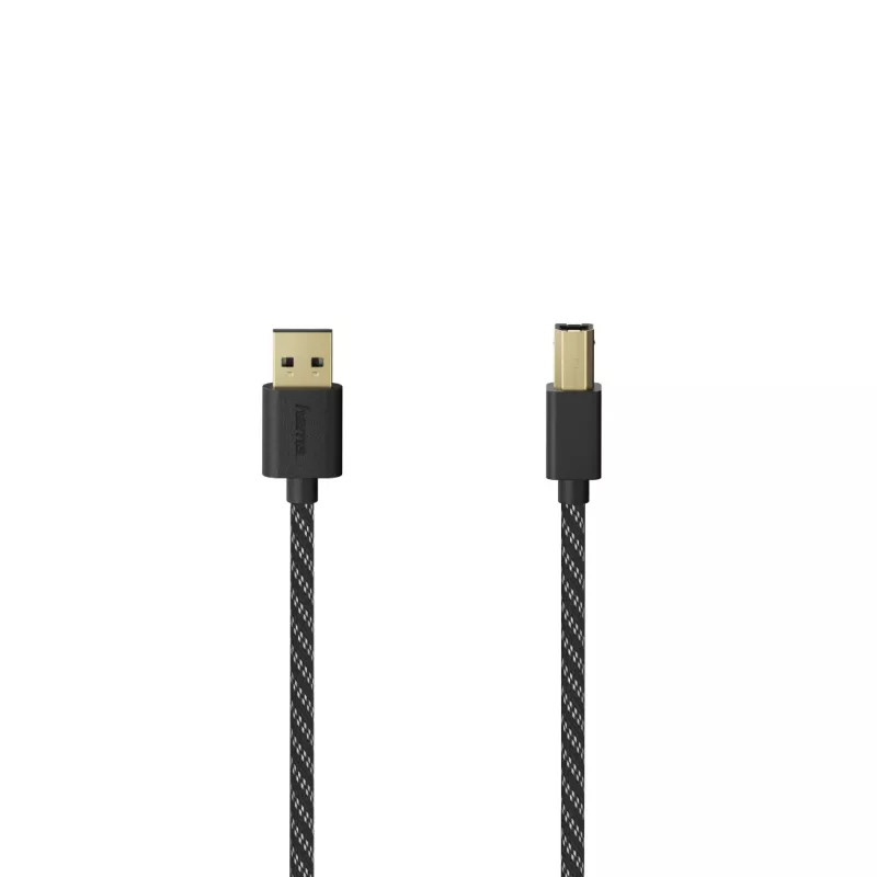 Hama 00201001 Καλώδιο USB USB 2.0 1,5 m USB A USB B Μαύρο, Ασημί