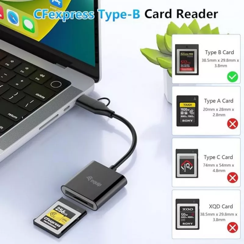 Αναγνώστης καρτών Equip 245461 USB 3.2 Gen 2 Type-C Μαύρο CFexpress 2.0