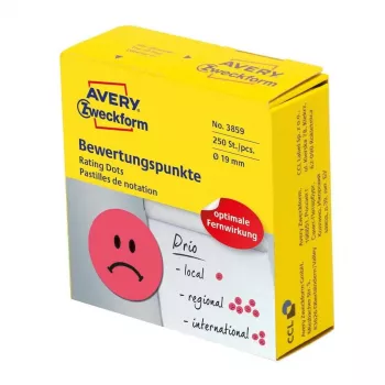 Avery 3859 αυτοκόλλητη ετικέτα κυκλική μόνιμη κόκκινη 250 τεμ.