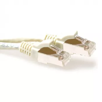 ACT Ιβουάρ 0,5 μέτρα LSZH SFTP CAT6A Καλώδιο Patch με προστασία προεξοχής ασφάλισης με βύσματα RJ45
