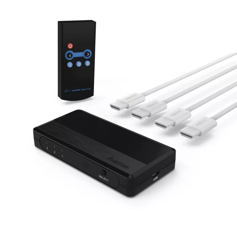 Hama 00121760 διακόπτης HDMI 3x1, 4 x HDMI, επιτραπέζιος