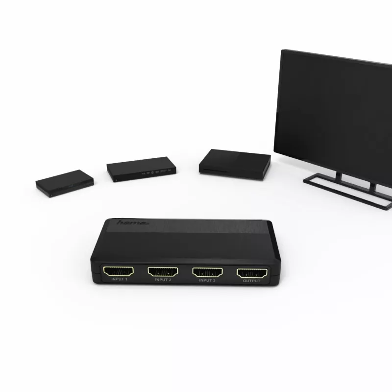 Hama 00121760 διακόπτης HDMI 3x1, 4 x HDMI, επιτραπέζιος