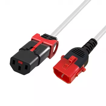 ACT Powercord C13 IEC Lock+ - C14 IEC Lock Dual Locking λευκό 3 m, PC3611