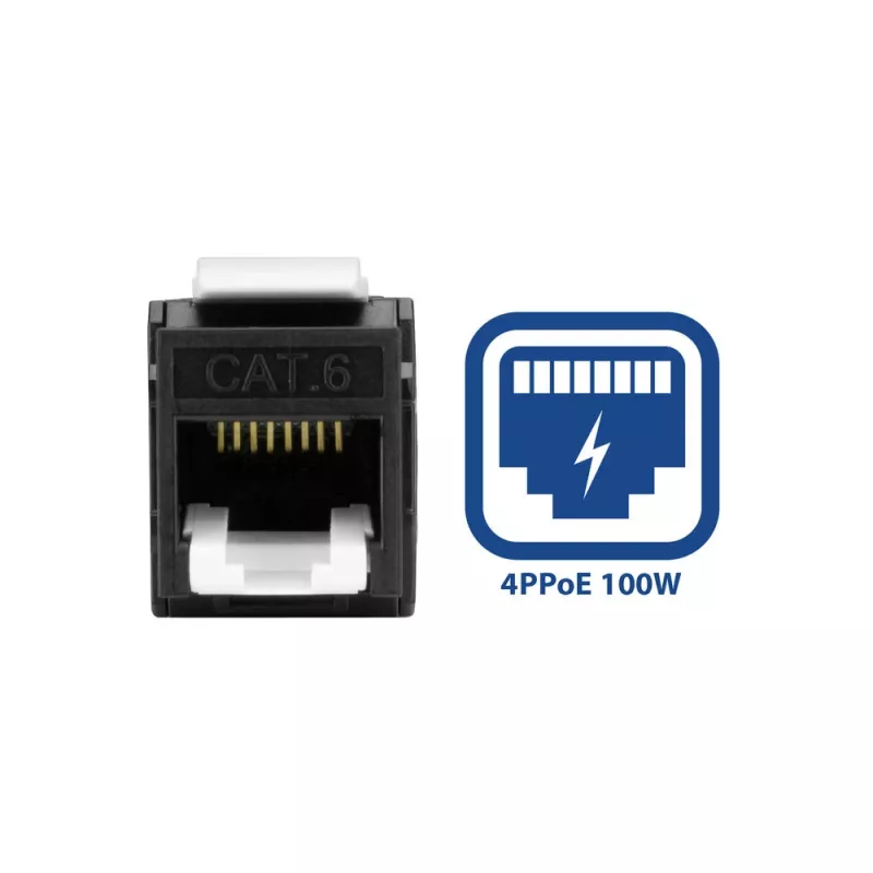 ACT Keystone Jack RJ45 CAT6 αθωράκιστο χωρίς εργαλεία με Shutter, μαύρο