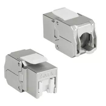 ACT Keystone Jack RJ45 CAT6 θωρακισμένο χωρίς εργαλεία με Shutter ασημί-λευκό