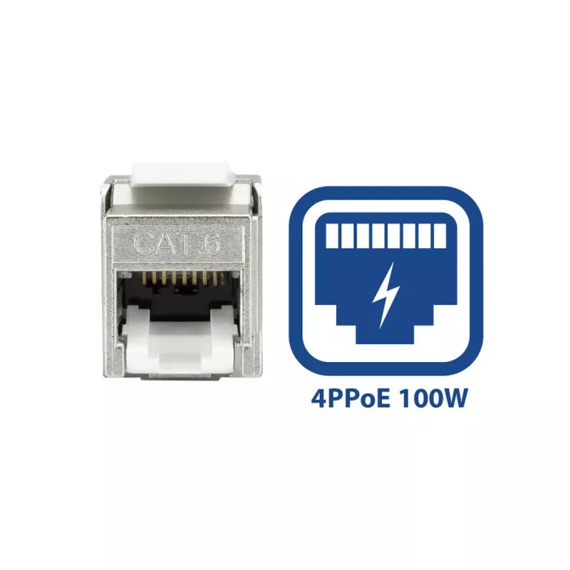 ACT Keystone Jack RJ45 CAT6 θωρακισμένο χωρίς εργαλεία με Shutter ασημί-λευκό