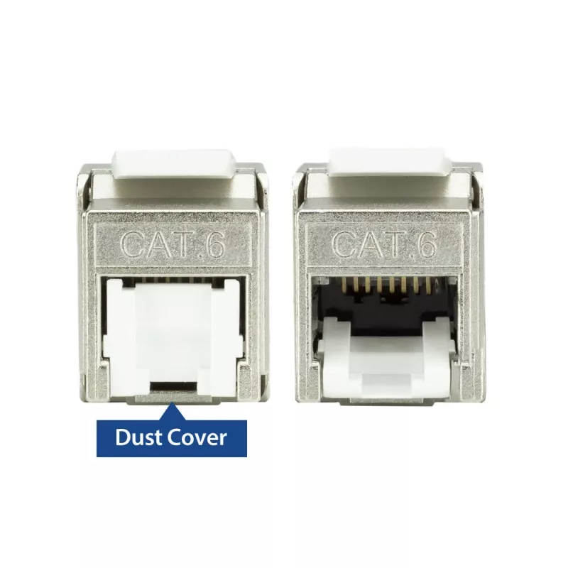 ACT Keystone Jack RJ45 CAT6 θωρακισμένο χωρίς εργαλεία με Shutter ασημί-λευκό