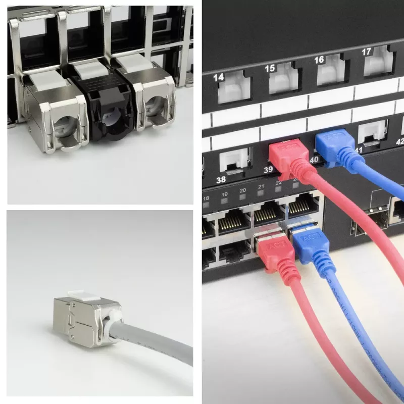 ACT Keystone Jack RJ45 CAT6 θωρακισμένο χωρίς εργαλεία με Shutter ασημί-λευκό