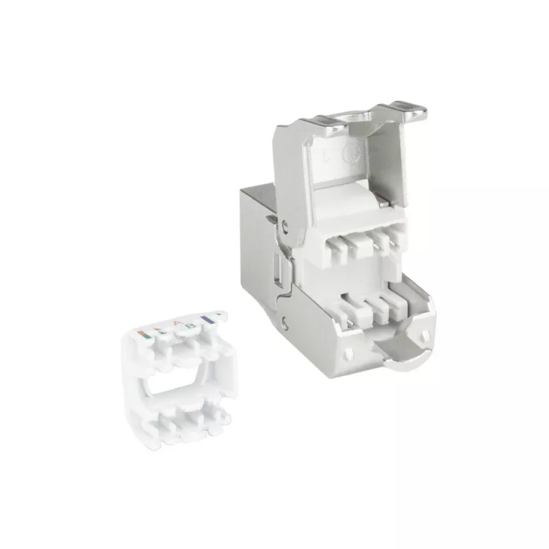 ACT Keystone Jack RJ45 CAT6 θωρακισμένο χωρίς εργαλεία με Shutter ασημί-λευκό
