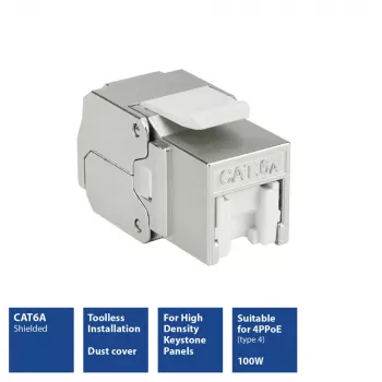 ACT Keystone υποδοχή RJ45 CAT6A θωρακισμένη χωρίς εργαλεία με καπάκι προστασίας από σκόνη