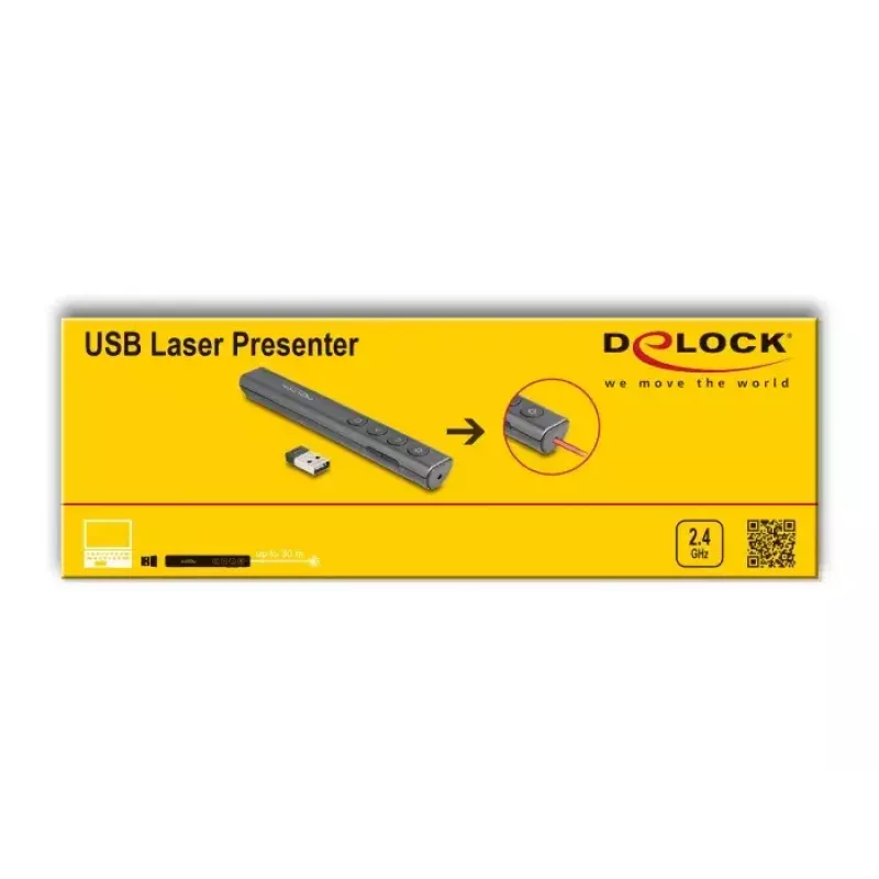 DeLOCK USB Laser Presenter ασύρματο USB RF τηλεχειριστήριο κόκκινο laser pointer