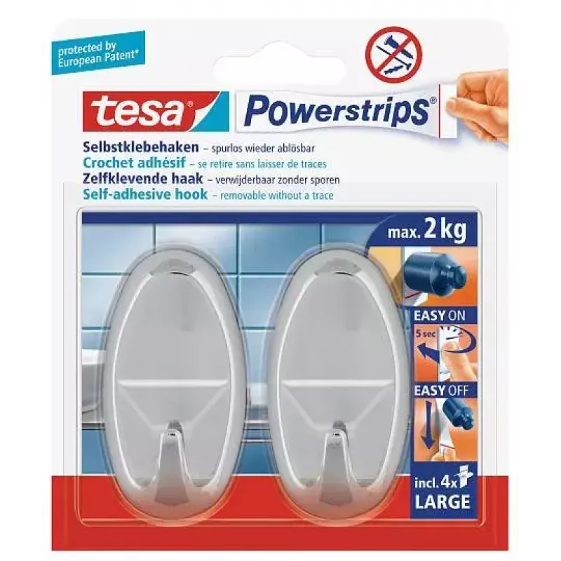 Γάντζος πετσέτας TESA 58050-00012 Indoor Χρώμιο 2 τεμ.