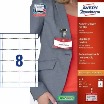Μη αυτοκόλλητη ετικέτα AVERY 4822 Διαφανές Λευκό Ορθογώνιο 32 τεμ.