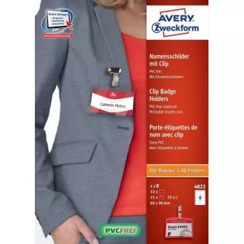 Μη αυτοκόλλητη ετικέτα AVERY 4822 Διαφανές Λευκό Ορθογώνιο 32 τεμ.