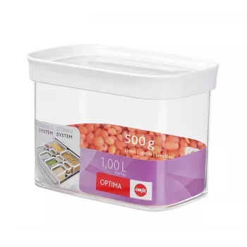 EMSA Optima 513557 δοχείο τροφίμων, 1 L, διαφανές/λευκό