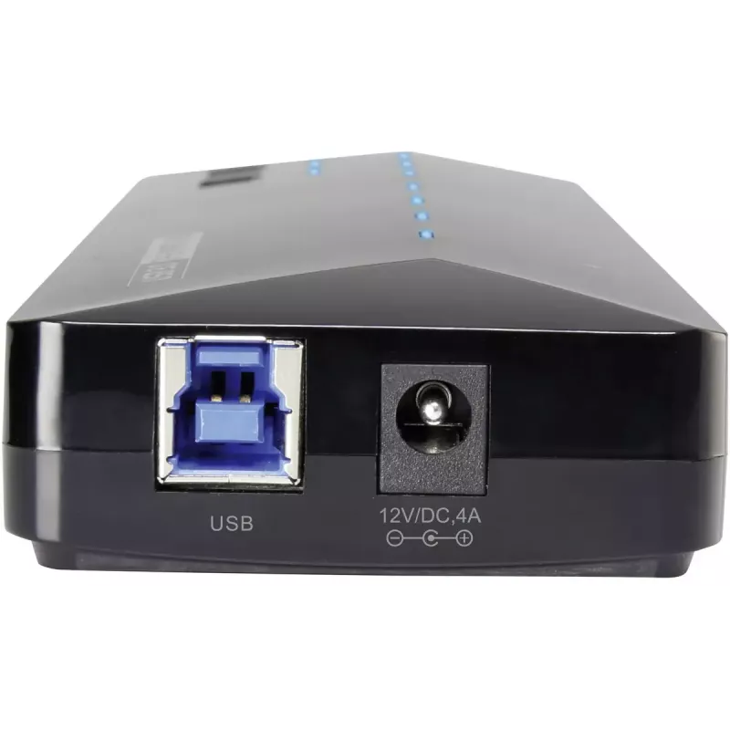 Renkforce 1268678 διανομέας USB 3.0 7+2 θυρών με θύρα γρήγορης φόρτισης, LED κατάστασης, μαύρο