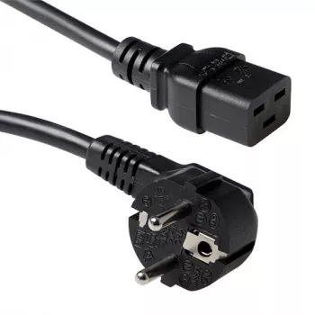ACT Καλώδιο τροφοδοσίας βύσμα CEE 7/7 (γωνιακό) - C19 Μαύρο 1,8 m