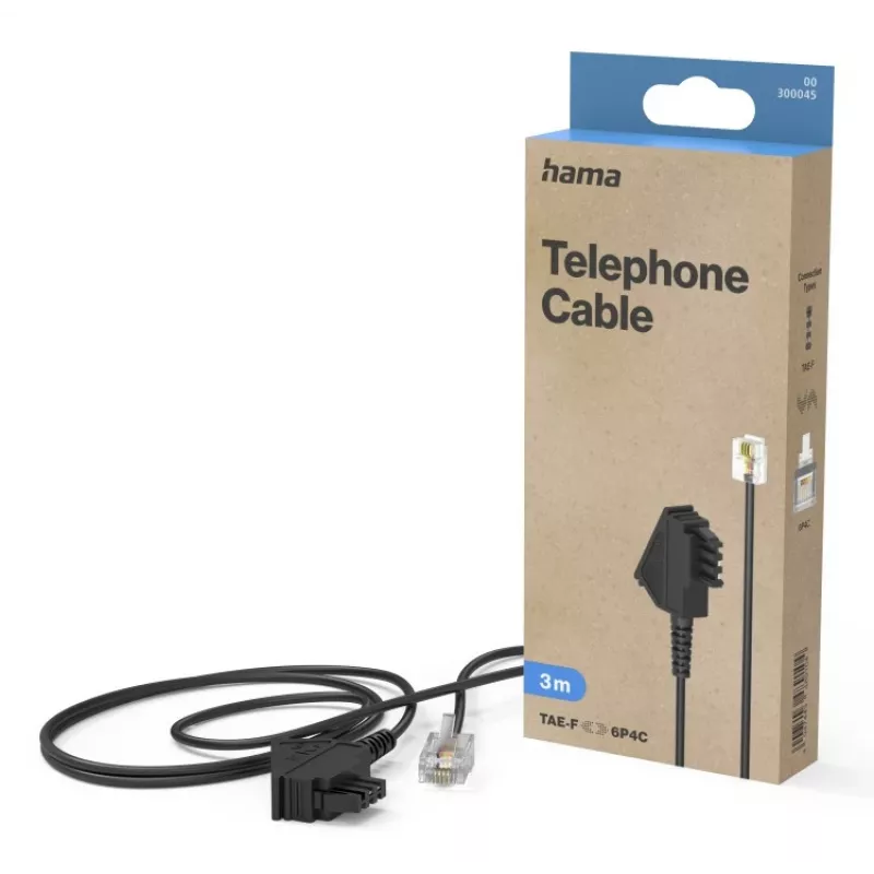 Hama 00300045 Καλώδιο τηλεφώνου 3 m Μαύρο
