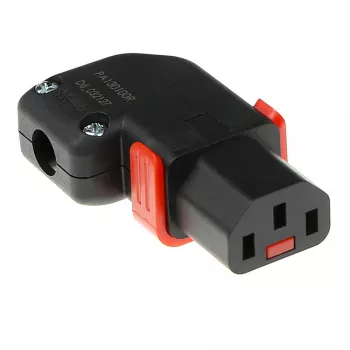 ACT C13 IEC Lock+ επανασυνδεόμενο βύσμα αρσενικό αριστερής ή δεξιάς γωνίας μαύρο, PA130100RBK