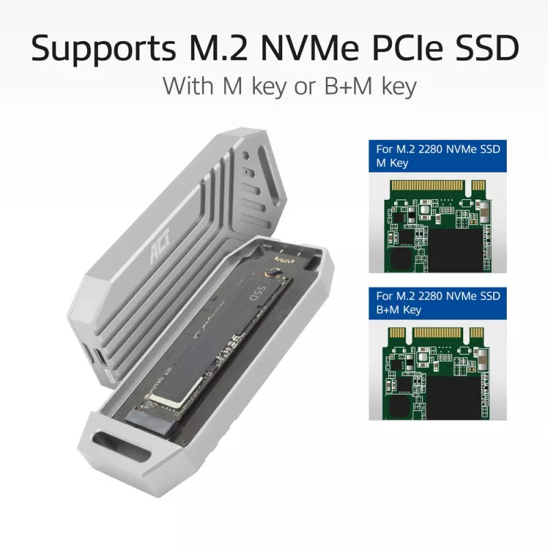 ACT USB 40 Gbit/s M.2 2280 NVMe / PCIe Θήκη SSD, χωρίς εργαλεία