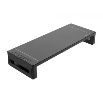 Βάση οθόνης EQUIP εργονομική βάση οθόνης με USB (USB-A x4, USB-C x1), ελεύθερη τοποθέτηση, 25 kg, μαύρο