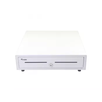 Συρτάρι ταμείου EQUIP 351011, χειροκίνητο/αυτόματο συρτάρι ταμείου, 4 θήκες χαρτονομισμάτων / 8 θηκών κερμάτων, Μέταλλο, λευκό, 420×405×110 mm