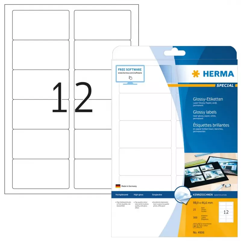 Αυτοκόλλητη ετικέτα εκτυπωτή HERMA Labels A4 88,9x46,6 mm