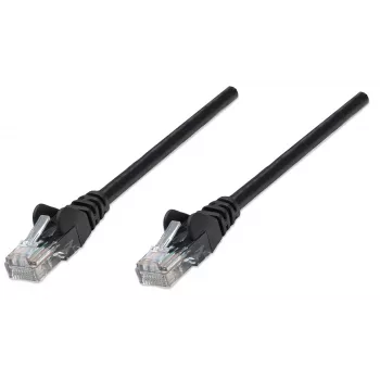Intellinet Καλώδιο δικτύου patch, Cat5e, 0,25 m, μαύρο, CCA, U/UTP, PVC, RJ45, επιχρυσωμένες επαφές, προστασία γλωττίδας, προστατευτικό περίβλημα κάμψης, εφ' όρου ζωής εγγύηση