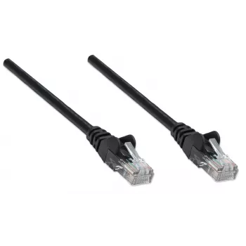 Intellinet Καλώδιο δικτύου patch, Cat5e, 0,25 m, μαύρο, CCA, U/UTP, PVC, RJ45, επιχρυσωμένες επαφές, προστασία γλωττίδας, προστατευτικό περίβλημα κάμψης, εφ' όρου ζωής εγγύηση