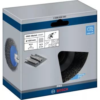 Βούρτσα στρογγυλής λείανσης Bosch Clean for Metal Tapered Brushes Crimped Wire