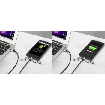 Καλώδιο USB Renkforce RF-4600467 0,5m USB A USB C/Micro-USB B/Lightning Γκρι