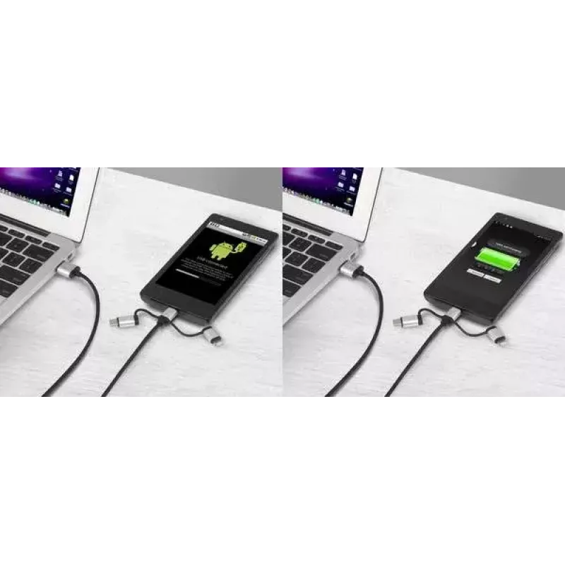 Καλώδιο USB Renkforce RF-4600467 0,5m USB A USB C/Micro-USB B/Lightning Γκρι