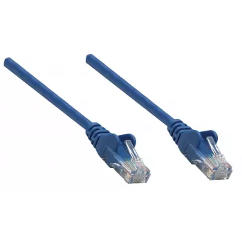 Intellinet Καλώδιο δικτύου Patch, Cat5e, 0,25 m, Μπλε, CCA, U/UTP, PVC, RJ45, επιχρυσωμένες επαφές, χωρίς γλωττίδες, προστασία από τσακίσματα, ισόβια εγγύηση
