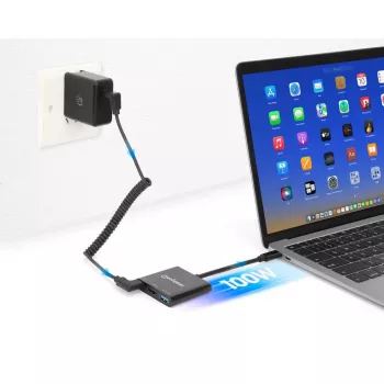 Manhattan USB-C Dock/Hub, Θύρες (x3): HDMI, USB-A και USB-C, με Power Delivery (100W) στη θύρα USB-C (Σημείωση: απαιτείται επιπλέον τροφοδοτικό USB-C και καλώδιο USB-C), Universal για όλες τις συσκευές, καλώδιο 10 cm, μαύρο, τρία χρόνια εγγύηση