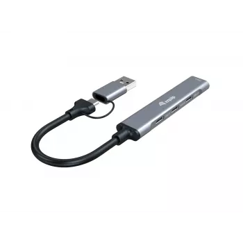 USB 3.2 Gen 1 4-Port Hub EQUIP — 3× USB‑C + 1× USB‑A, 5 Gbit/s, αλουμίνιο, γκρι