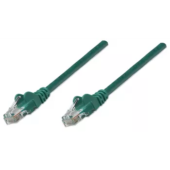 Intellinet Καλώδιο δικτύου patch, Cat5e, 15 m, πράσινο, CCA, U/UTP, PVC, RJ45, επιχρυσωμένες επαφές, προστασία προεξοχών, προστατευτικό κάλυμμα, ισόβια εγγύηση