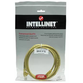 Intellinet Καλώδιο δικτύου patch, Cat5e, 15 m, κίτρινο, CCA, U/UTP, PVC, RJ45, επιχρυσωμένες επαφές, χωρίς προεξοχές, προστατευμένο, ισόβια εγγύηση