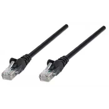 Intellinet Καλώδιο δικτύου patch, Cat5e, 0,5 m, μαύρο, CCA, U/UTP, PVC, RJ45, επιχρυσωμένες επαφές, ασφαλής γλωττίδα, με ανακούφιση έλξης, εφ' όρου ζωής εγγύηση