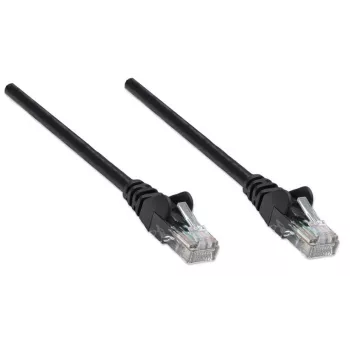 Intellinet Καλώδιο δικτύου patch, Cat5e, 0,5 m, μαύρο, CCA, U/UTP, PVC, RJ45, επιχρυσωμένες επαφές, ασφαλής γλωττίδα, με ανακούφιση έλξης, εφ' όρου ζωής εγγύηση