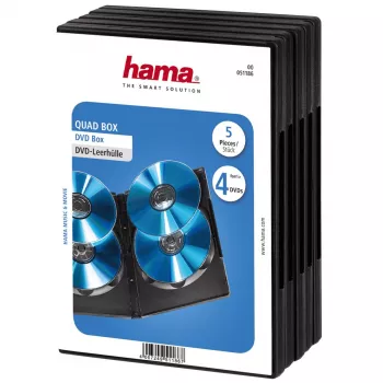 Hama DVD Quad Box, μαύρο, συσκευασία 5 τεμ., 4 δίσκοι