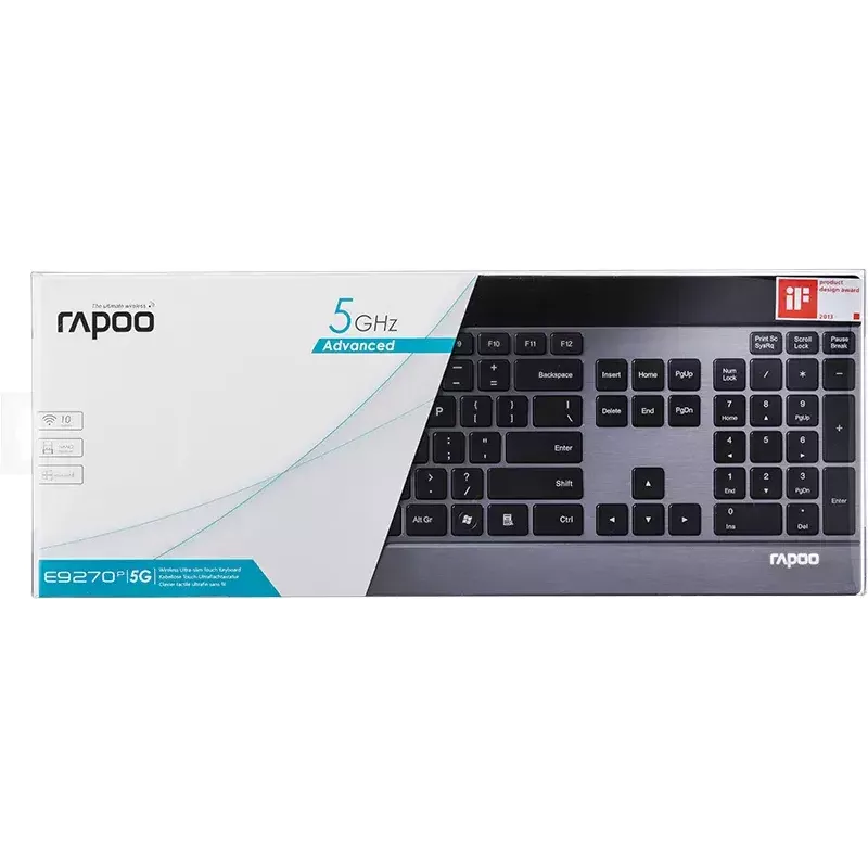 Πληκτρολόγιο Rapoo E9270P RF Wireless QWERTZ γερμανικό μαύρο ασημί