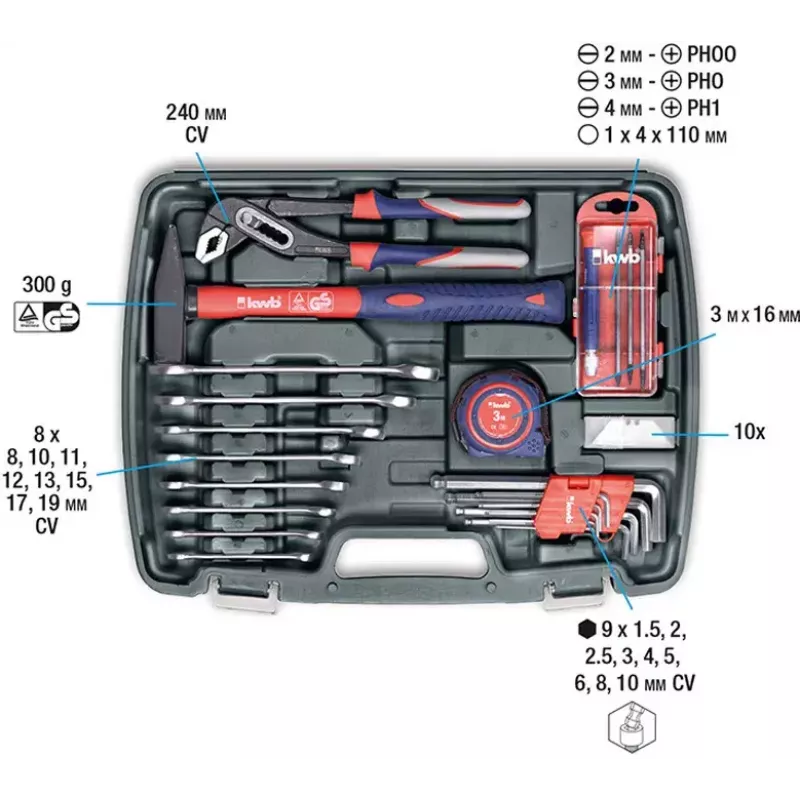 Βαλίτσα εργαλείων KWB 65 PC 65 εργαλεία